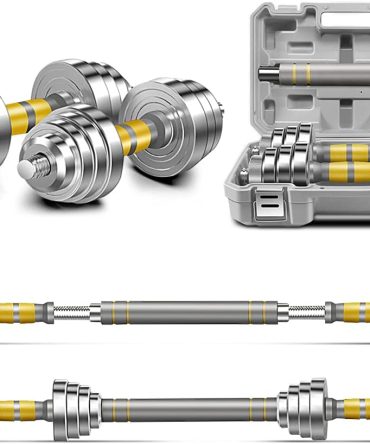 Adjustable Dumbbell Set - 44/66/88 LBS weights set, Dumbbell Barbell 3 in 1, Steel Dumbbells Pair with Connecting Rod for Adults Women Men Fitness Workout, Home Gym Exercise Training Equipment