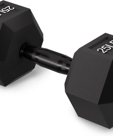 Rubber Encased Exercise & Fitness Hex Dumbbell, Hand Weights with Anti-Slip Metal Handle for Home Gym, Multiple Sizes