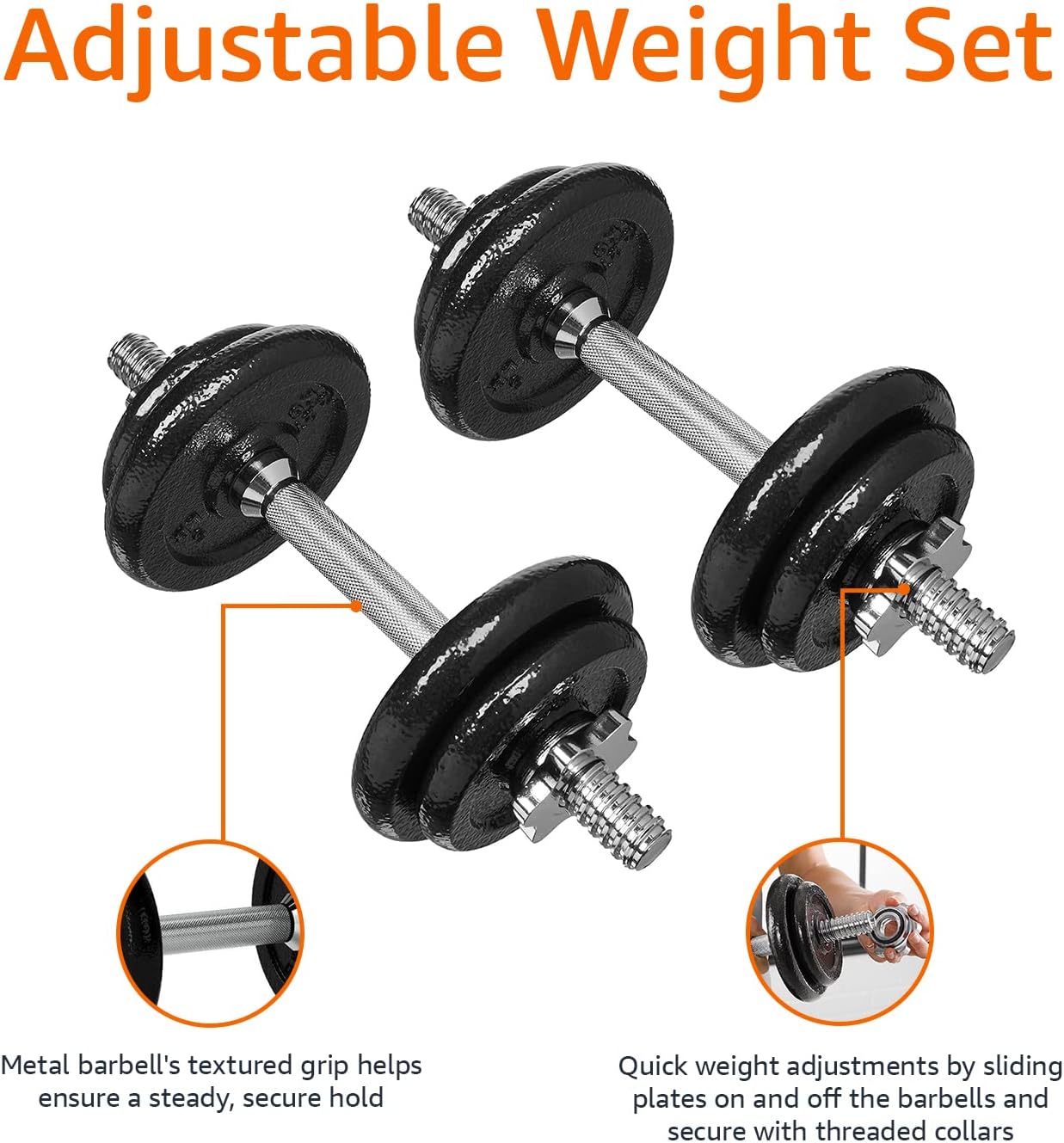 Adjustable Dumbbell Hand Weight Set, 38 Pounds, Black - Image 2