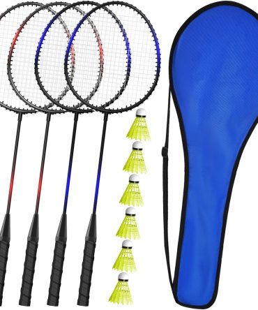 KH Badminton Rackets Set of 2 4 6 for Adults Kids,Beach Lawn Backyard Game Outdoor Sports,Racquets,Shuttlecocks & Carry Bag Included
