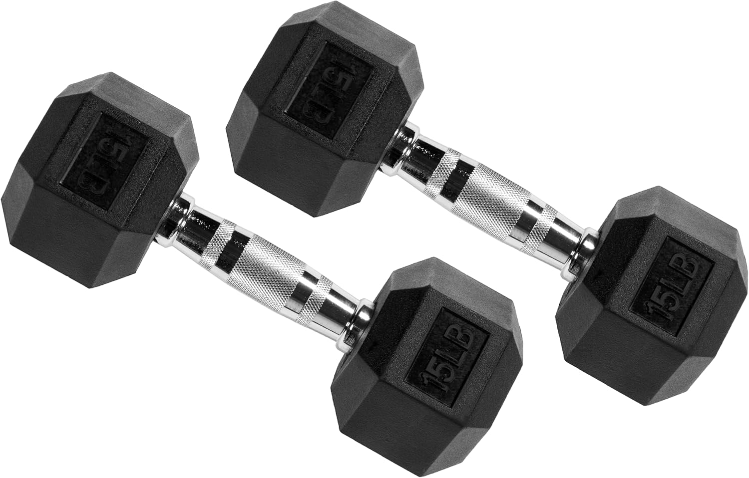 Premium Rubber Encased Hex Dumbbell, Pairs - Image 2