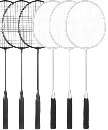 Badminton Rackets Set with 6 Shuttlecocks, Lightweight Badminton Set of 6 for Outdoor Backyard Games, Racquets with Durability for Beginners and Casual Players