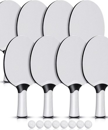 8 Pieces Table Tennis Paddles Kit Professional Rackets Set Portable Composite Rubber Table Tennis Racquets with 8 Balls for Indoor and Outdoor