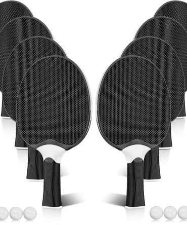 8 Pieces Table Tennis Paddles Kit Professional Rackets Set Portable Composite Rubber Table Tennis Racquets with 8 Balls for Indoor and Outdoor
