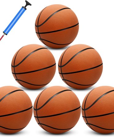 6 Pack 29.5" Official Size 7 Basketball Balls Inflatable with Pump for Men and Women for Outdoor, Indoor or Training