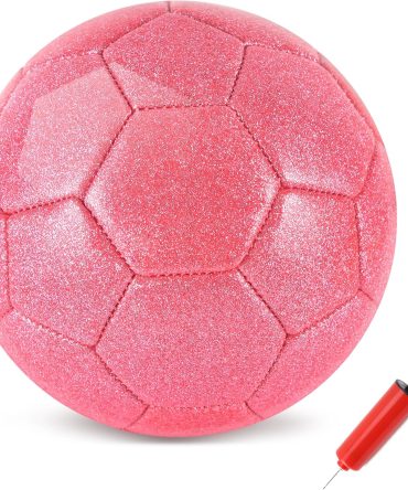 Size 4 Pink Glitter Soccer Ball with Air Pump Sets Toddler Soccer Ball Multiple Size for Kids Aged 4-8 8-12 Boys Girls Youth Gifts Outdoor