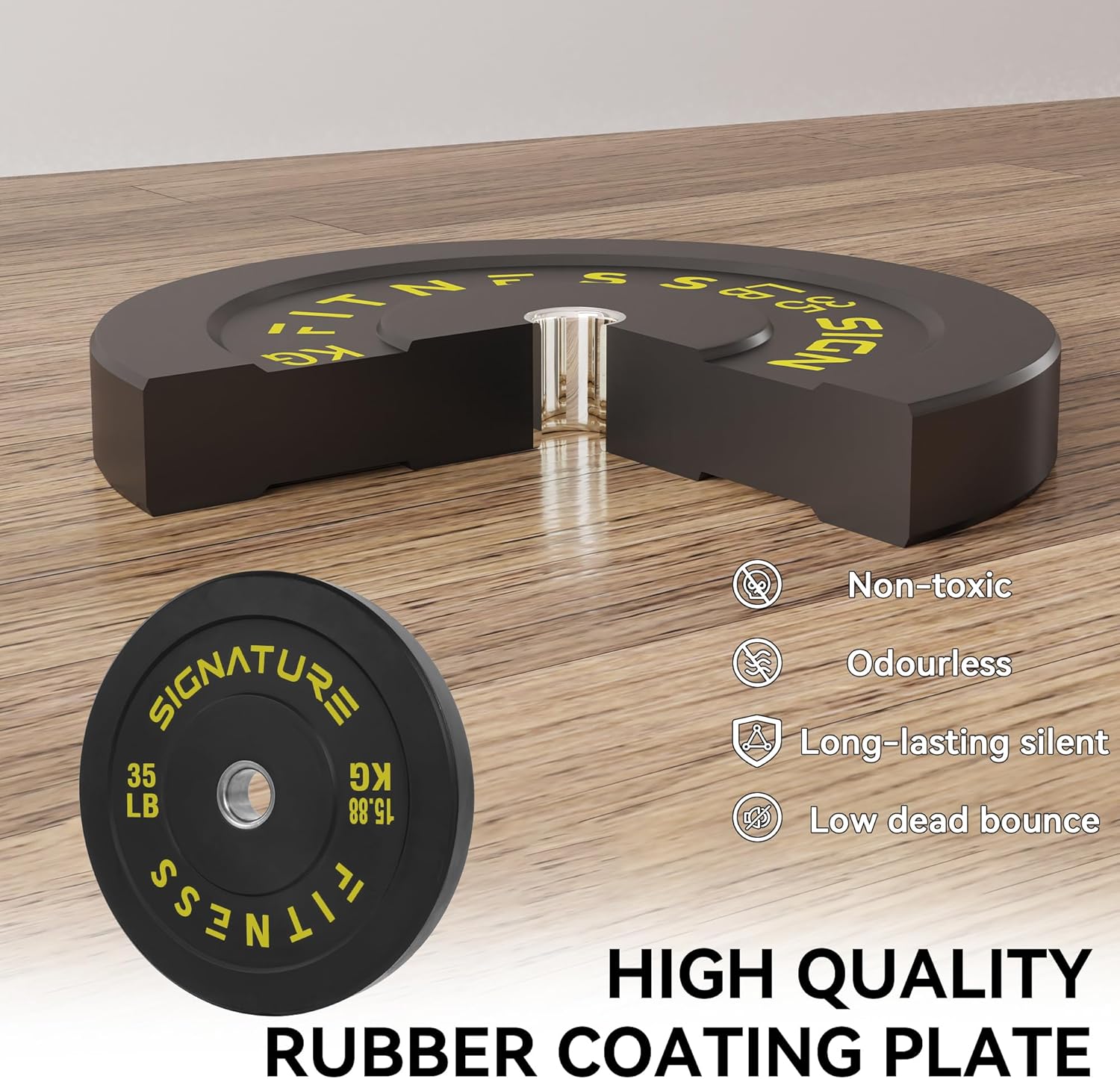 2" Olympic Bumper Plate Weight Plates With Steel Hub, 120-Pound Set, 10LB, 15LB, 35LB - Image 2