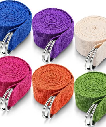 6 Pcs Yoga Strap for Stretching 8 Ft Yoga Exercise Adjustable Straps Bands with Safe Adjustable D Ring Buckle for Pilates Gym Workouts Fitness Improves Sitting Posture