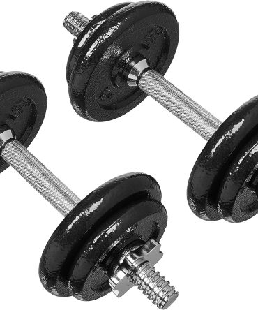 Adjustable Dumbbell Hand Weight Set, 38 Pounds, Black